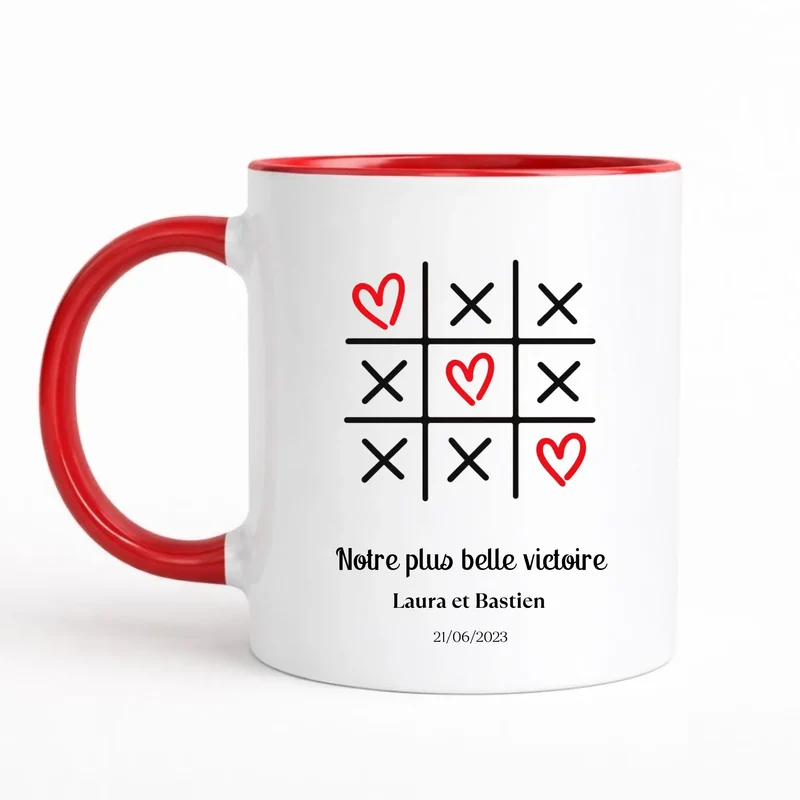 Mug couple personnalisé - Morpion avec prénoms