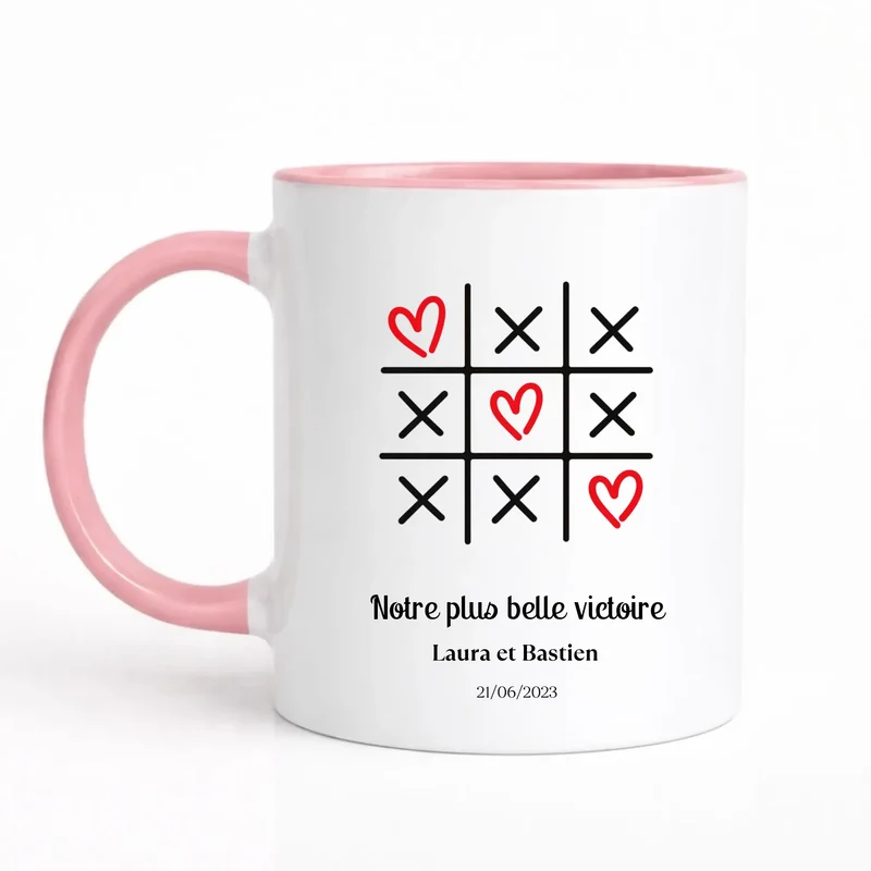 Mug couple personnalisé - Morpion avec prénoms