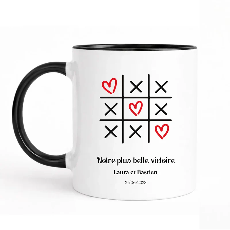 Mug couple personnalisé - Morpion avec prénoms
