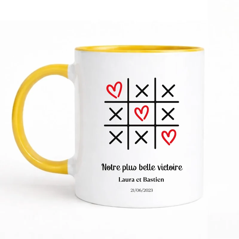 Mug couple personnalisé - Morpion avec prénoms