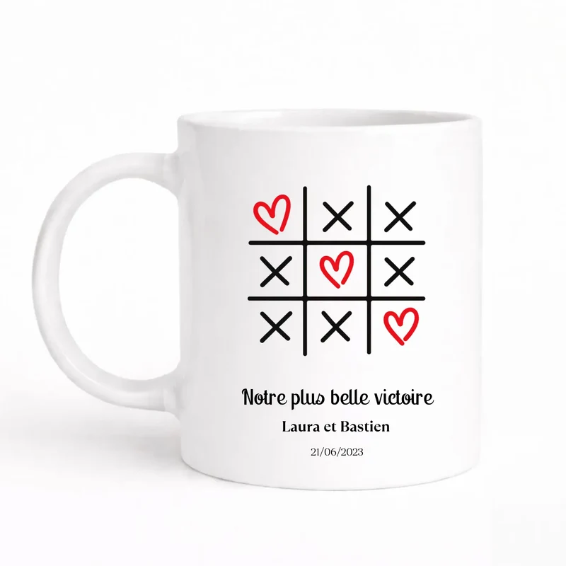 Mug couple personnalisé - Morpion avec prénoms