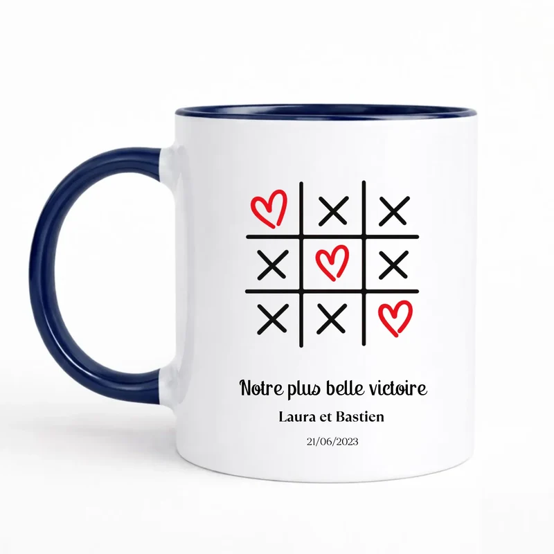 Mug couple personnalisé - Morpion avec prénoms