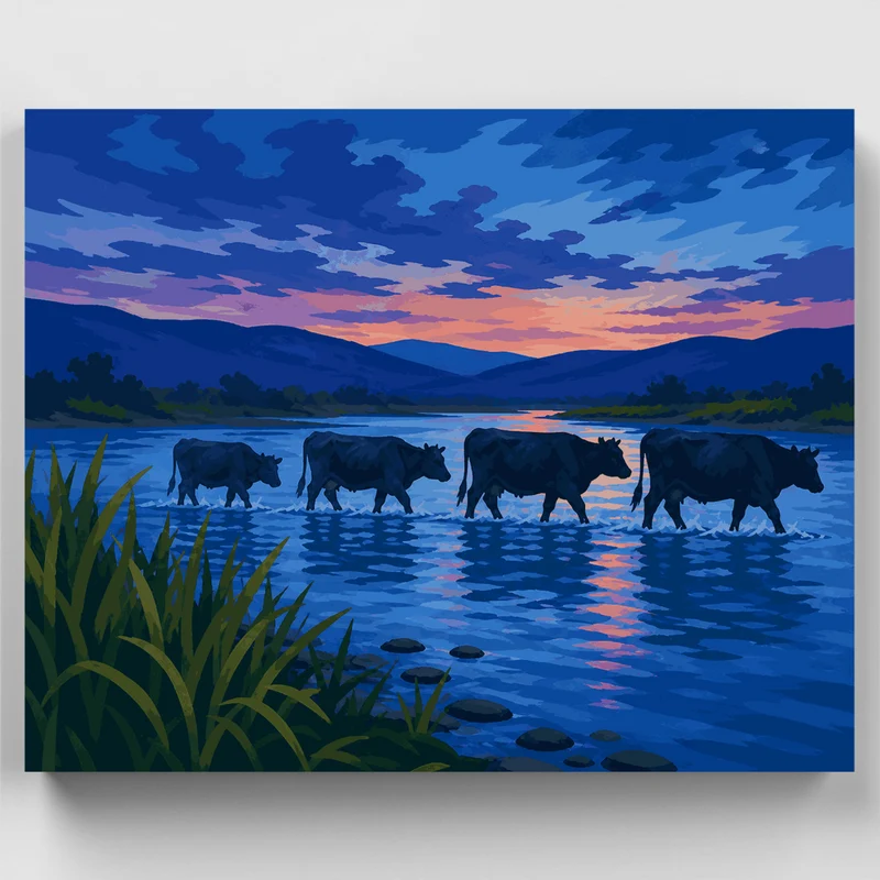 Dusk River Crossing - Paint by Numbers Kit
