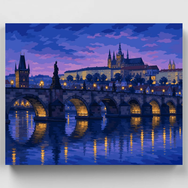 Prague Castle Twilight View - Paint by Numbers Kit