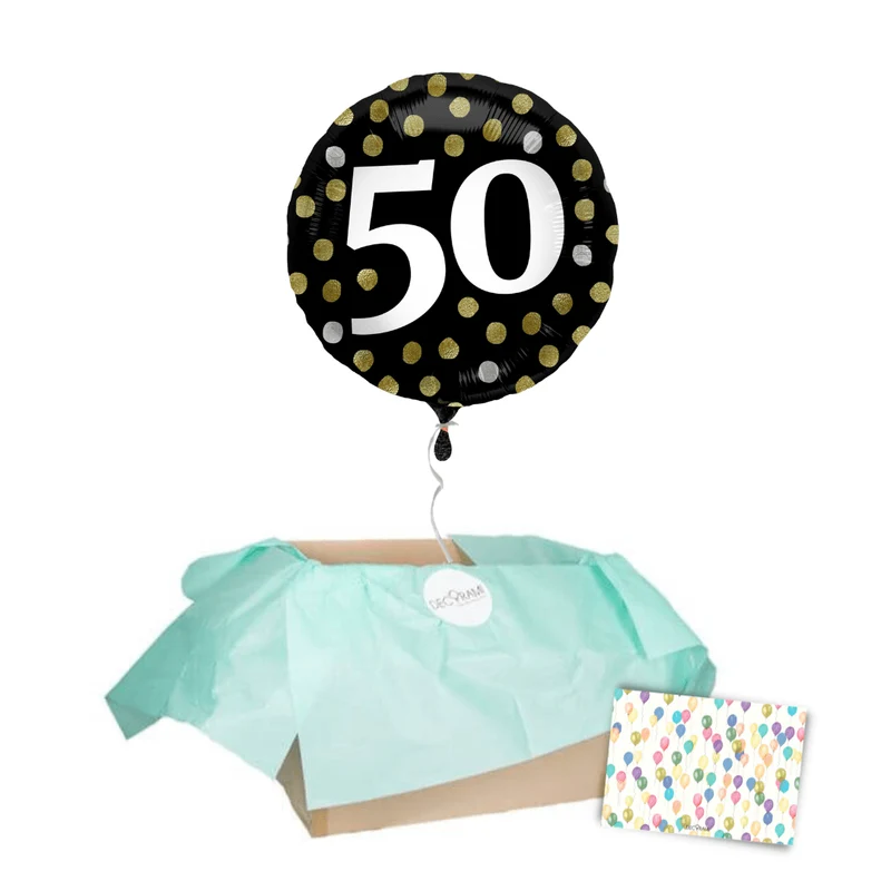 Heliumballon-Geschenk "50 Happy Birthday" Sparkles Set
