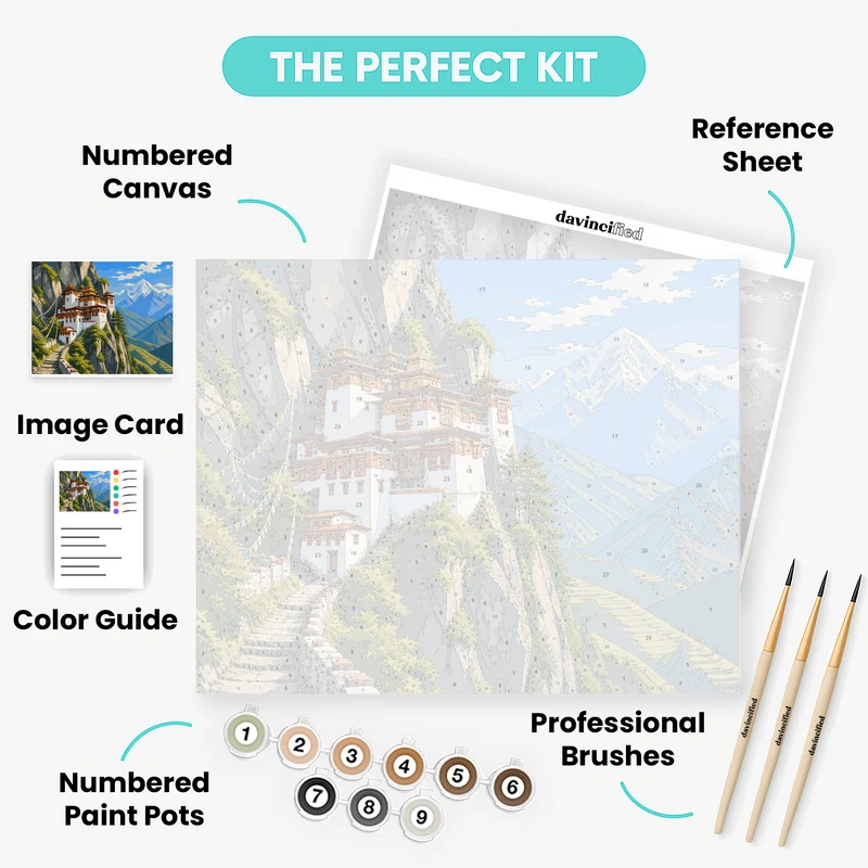Cliffside Monastery Dawn - Paint by Numbers Kit