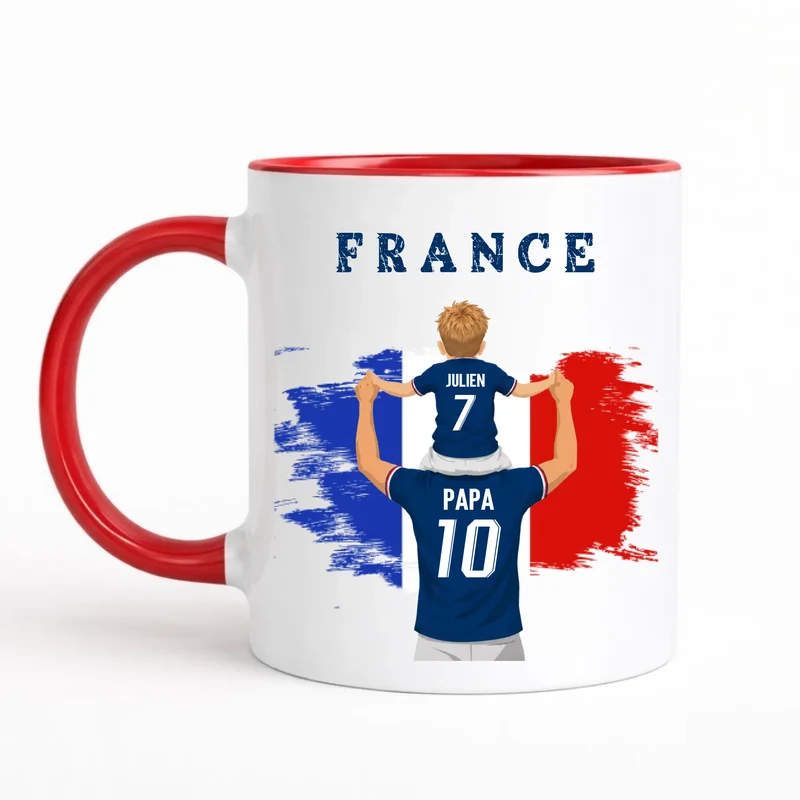 Mug Personnalisé - Papa et fils Maillot équipe de France