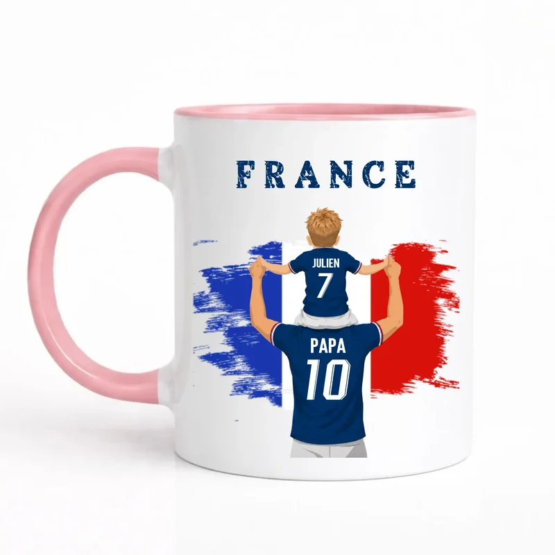 Mug Personnalisé - Papa et fils Maillot équipe de France