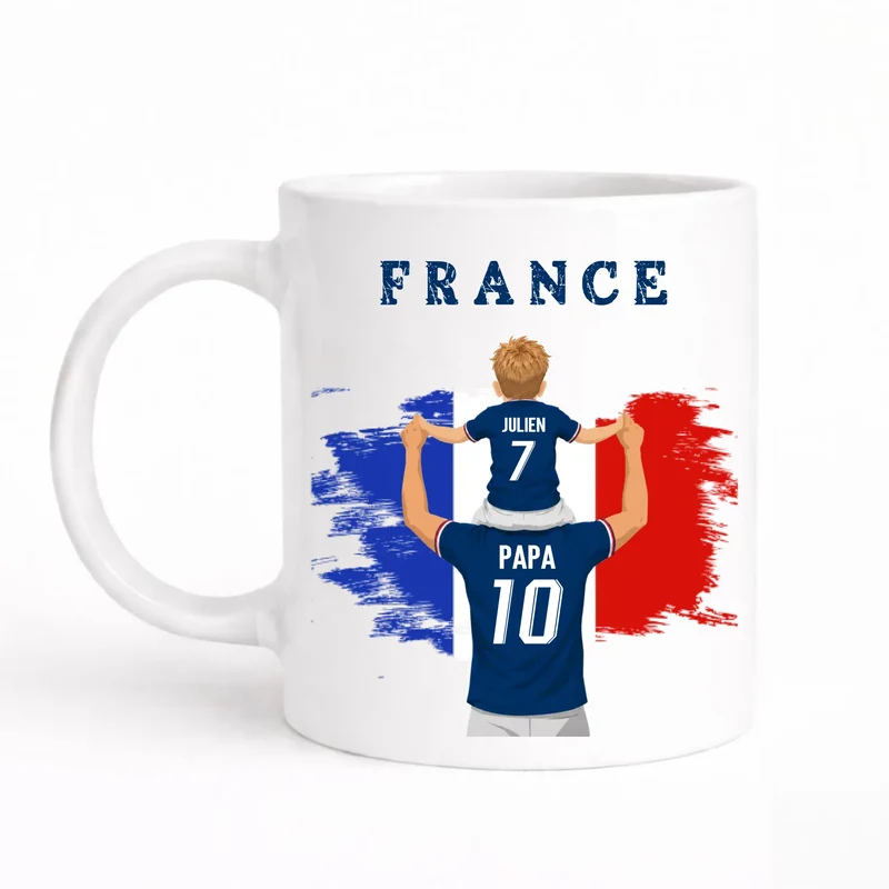 Mug Personnalisé - Papa et fils Maillot équipe de France