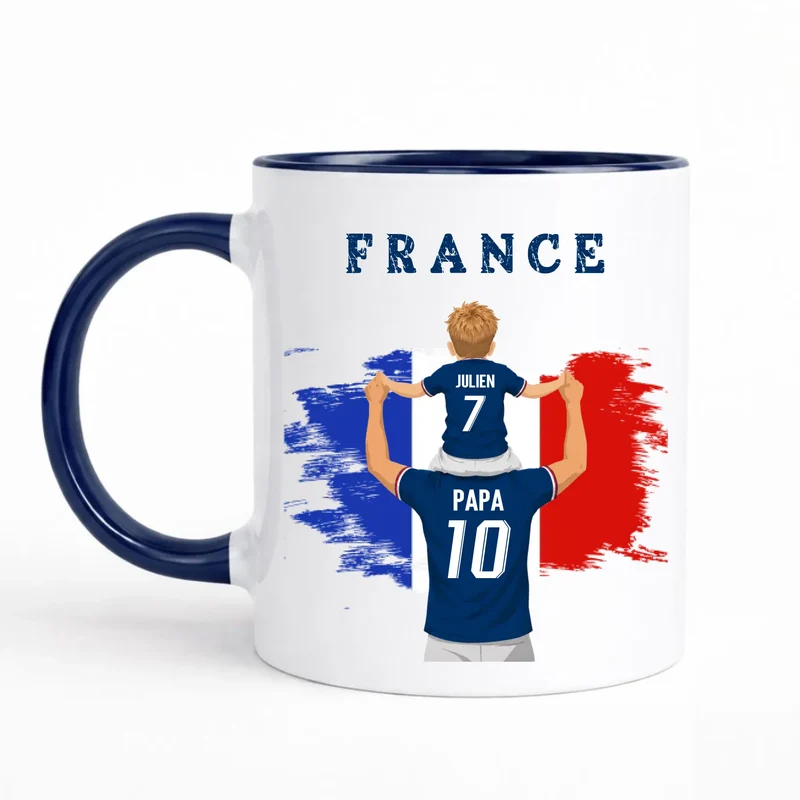 Mug Personnalisé - Papa et fils Maillot équipe de France