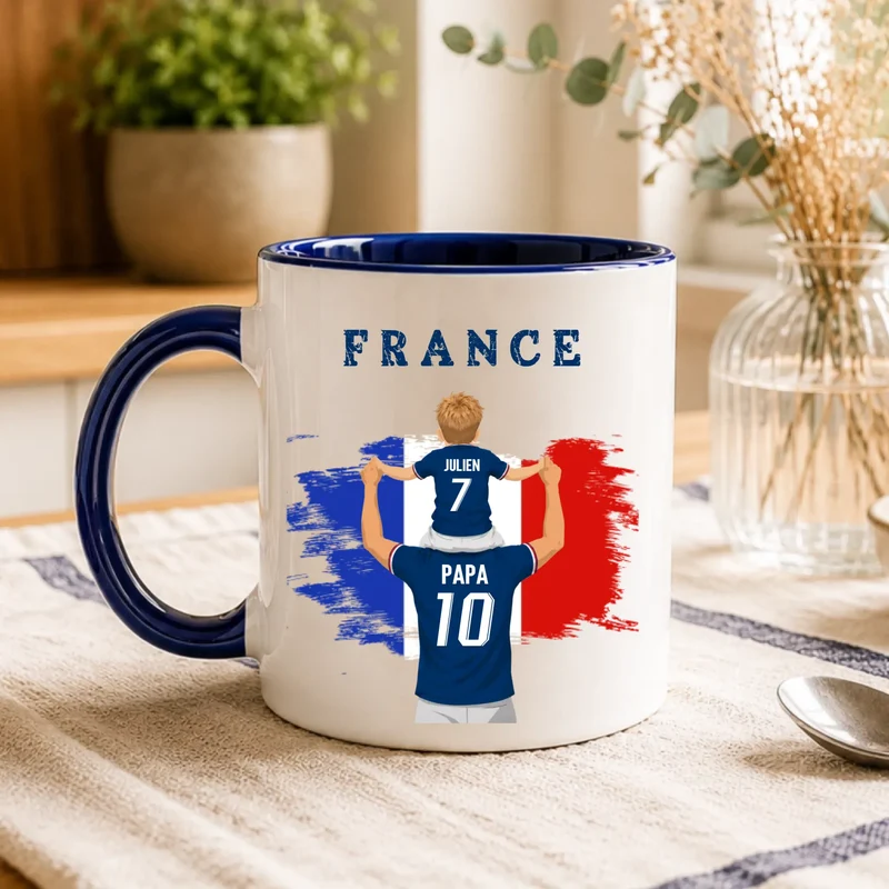 Mug Personnalisé - Papa et fils Maillot équipe de France