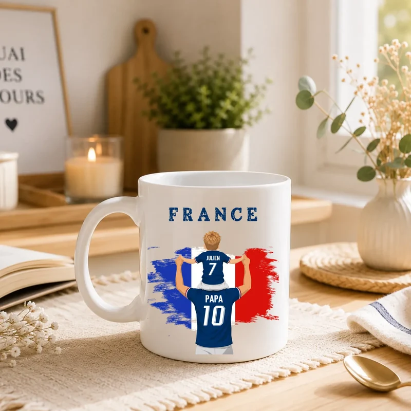 Mug Personnalisé - Papa et fils Maillot équipe de France
