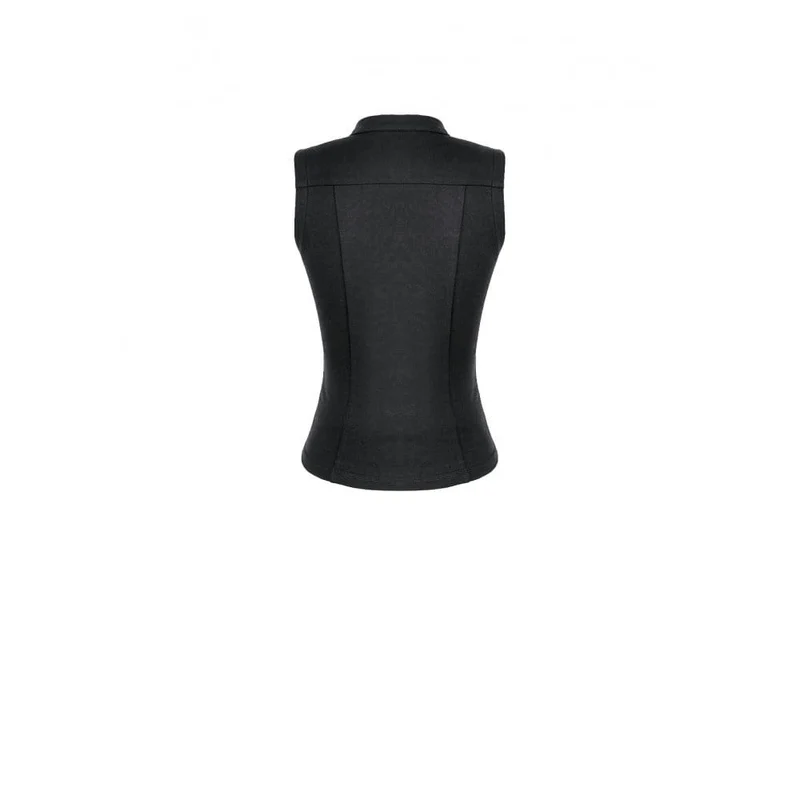 Gothic-Tanktop für Damen mit Ausschnitt, Pentagramm und Schnalle