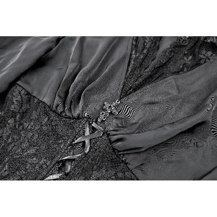 Gothic-Bluse für Damen mit Schnürung, tiefem V-Ausschnitt, Kapuze und ausgestellten Ärmeln