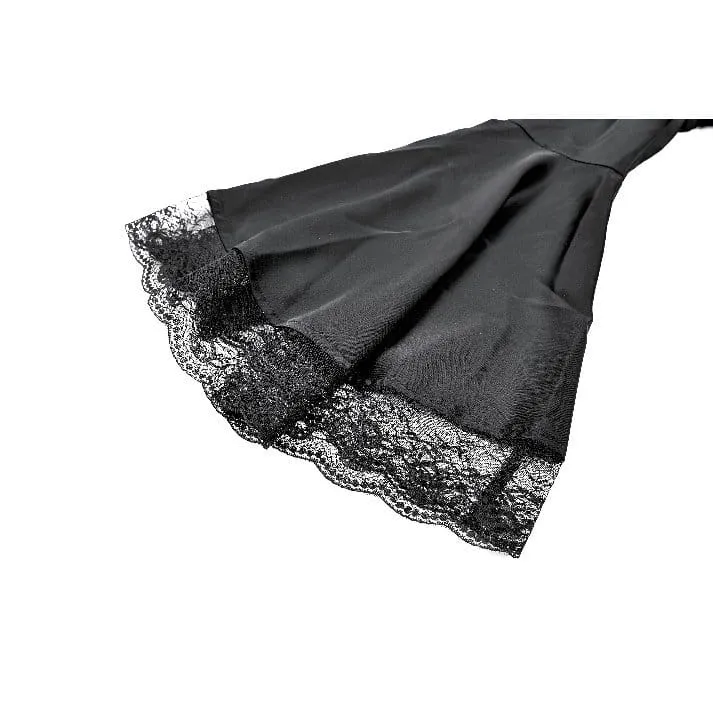 Gothic-Bluse für Damen mit Schnürung, tiefem V-Ausschnitt, Kapuze und ausgestellten Ärmeln