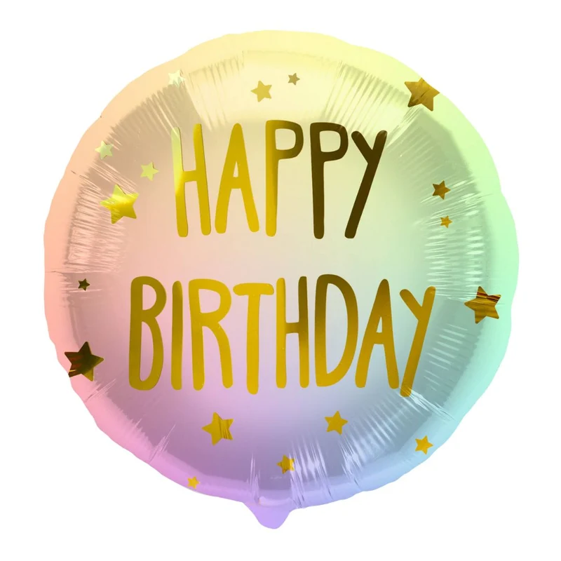 Heliumballon-Geschenk "Happy Birthday" Rainbow Pastell