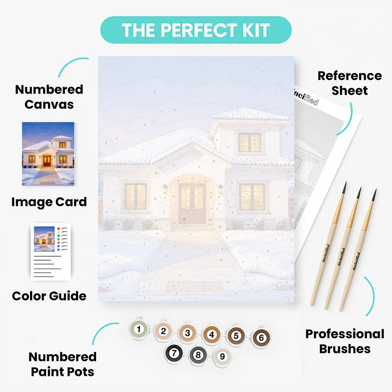 Winter Home Through the Seasons - Custom Paint by Numbers Kit
