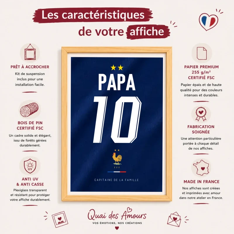 Affiche Personnalisé - Maillot de foot Papa et son fils