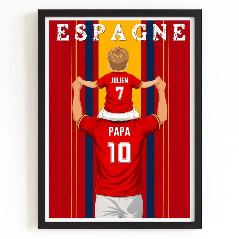 Affiche Personnalisée - Père et fils Maillot d'Espagne