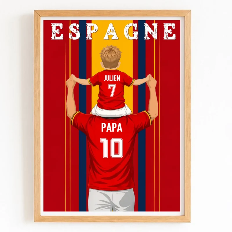 Affiche Personnalisée - Père et fils Maillot d'Espagne