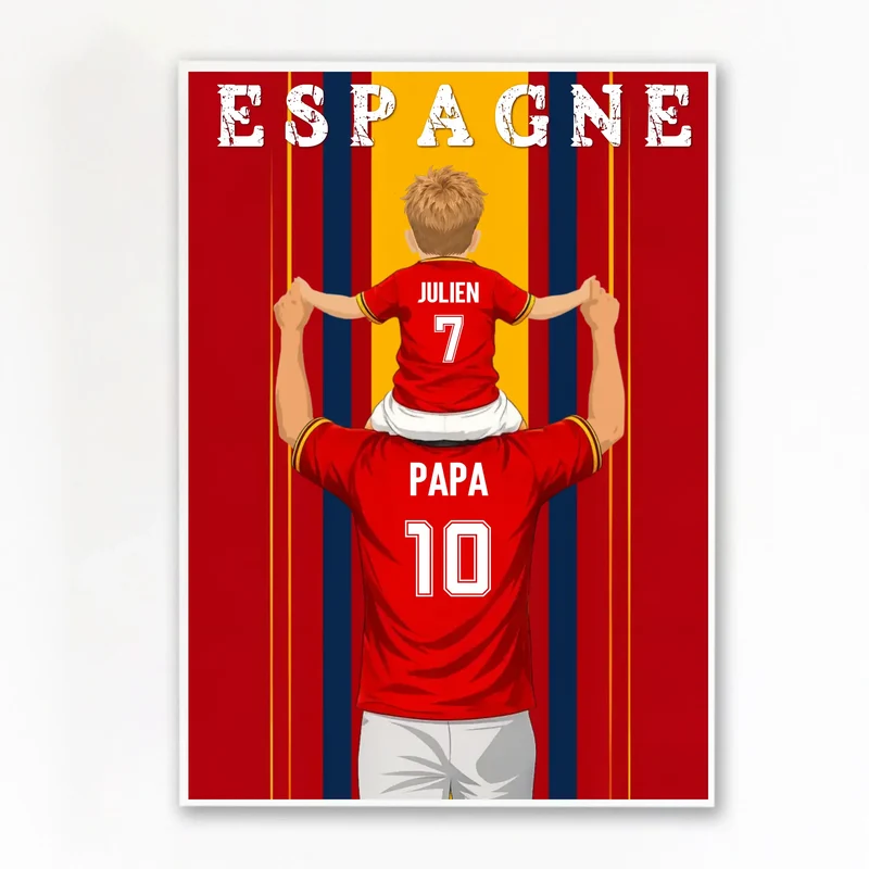 Affiche Personnalisée - Père et fils Maillot d'Espagne