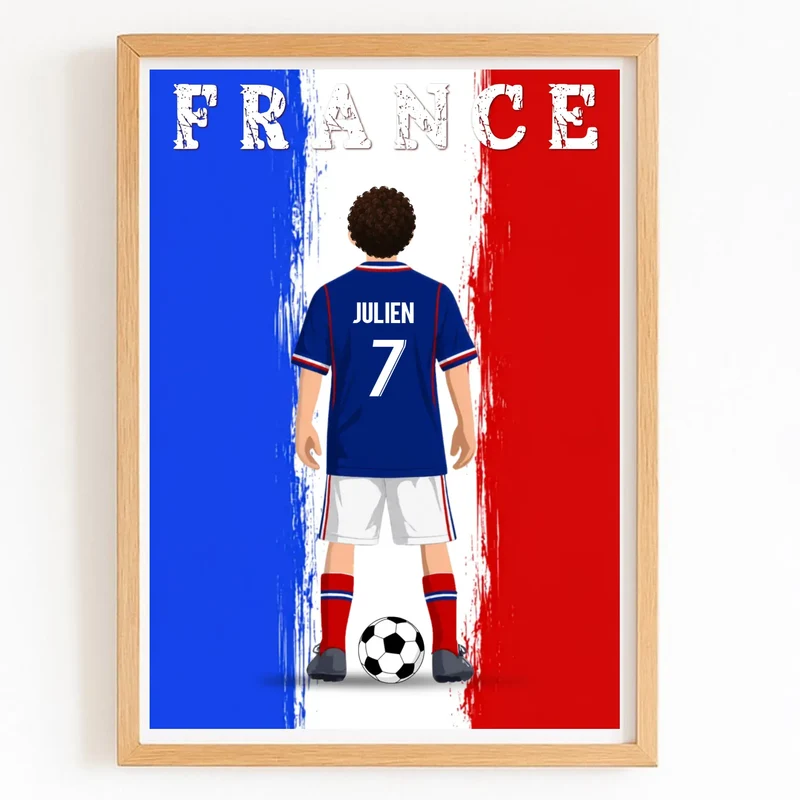 Affiche Personnalisée - Enfant maillot de Foot France