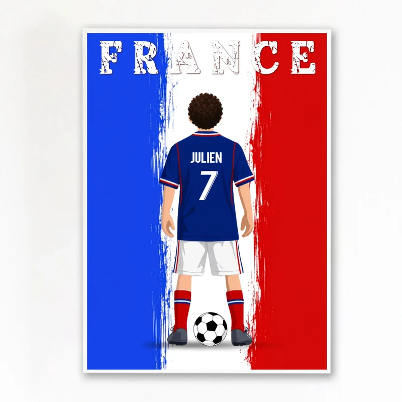 Affiche Personnalisée - Enfant maillot de Foot France