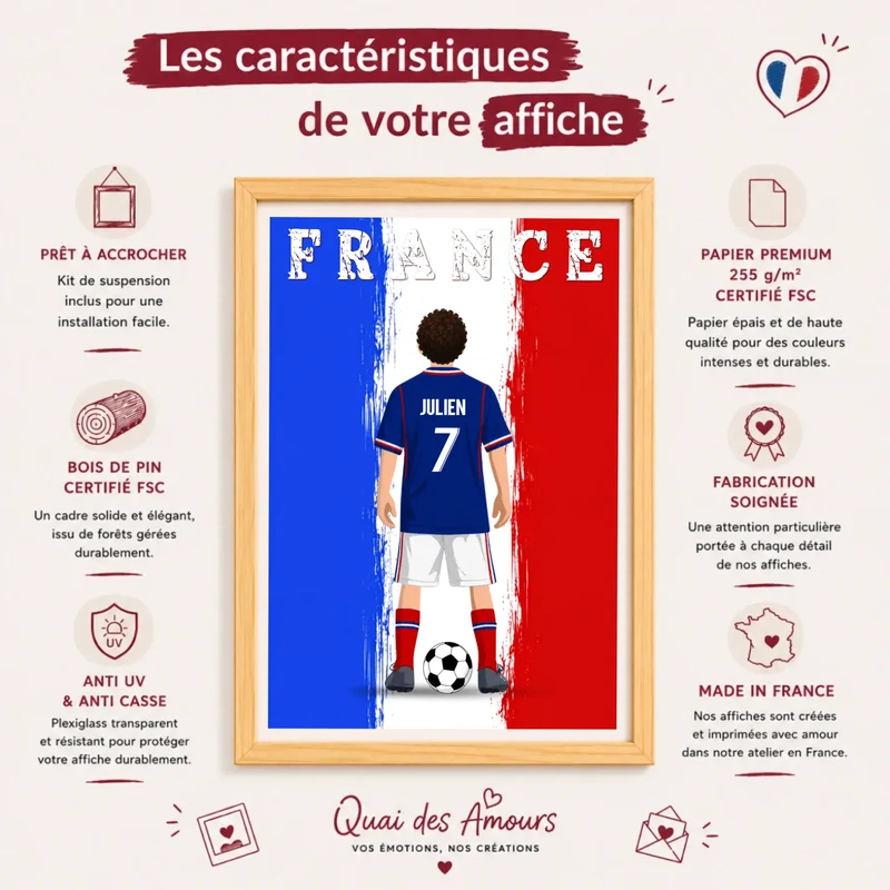 Affiche Personnalisée - Enfant maillot de Foot France