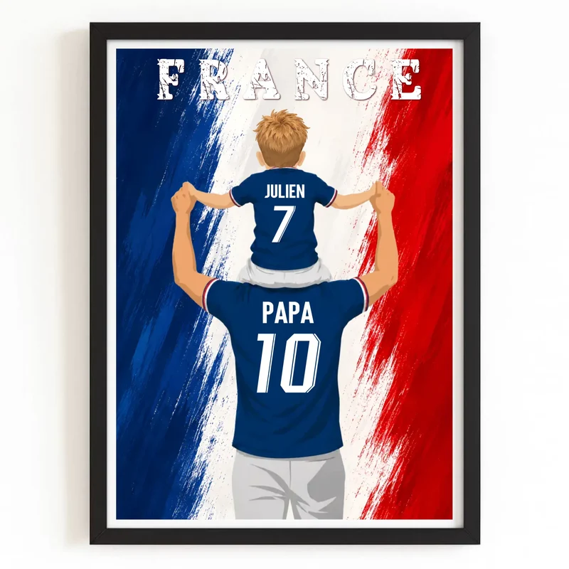 Affiche Personnalisée - Père et fils Maillot de France