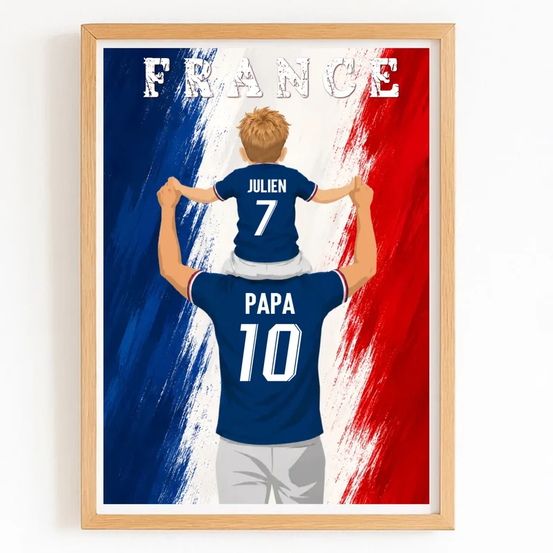 Affiche Personnalisée - Père et fils Maillot de France