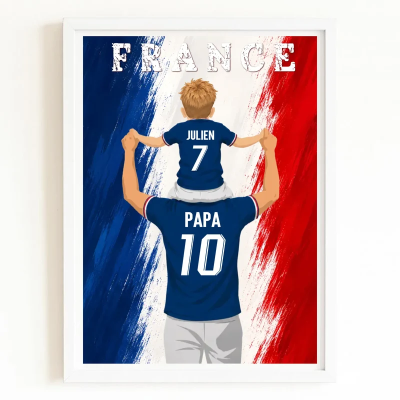 Affiche Personnalisée - Père et fils Maillot de France