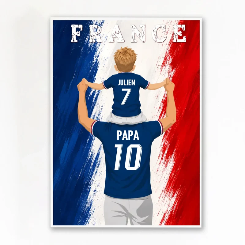 Affiche Personnalisée - Père et fils Maillot de France