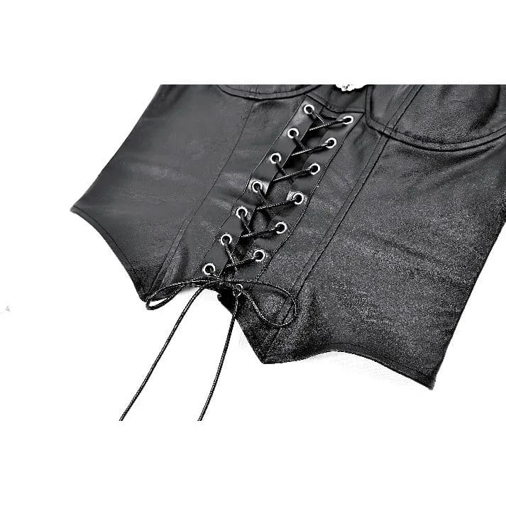 Punk-Crop-Top mit Fledermaus-Dekor und Schnürung für Damen