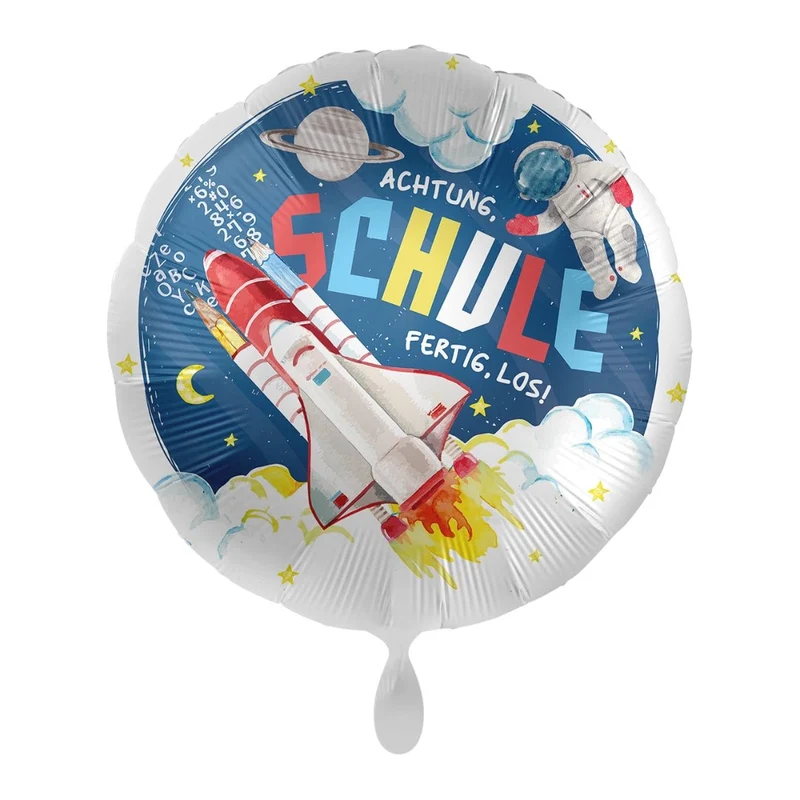 Folienballon Einschulung "Achtung, Schule fertig, los!"