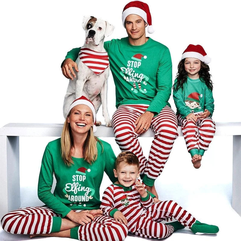 Pyjama Weihnachten Familie Baby