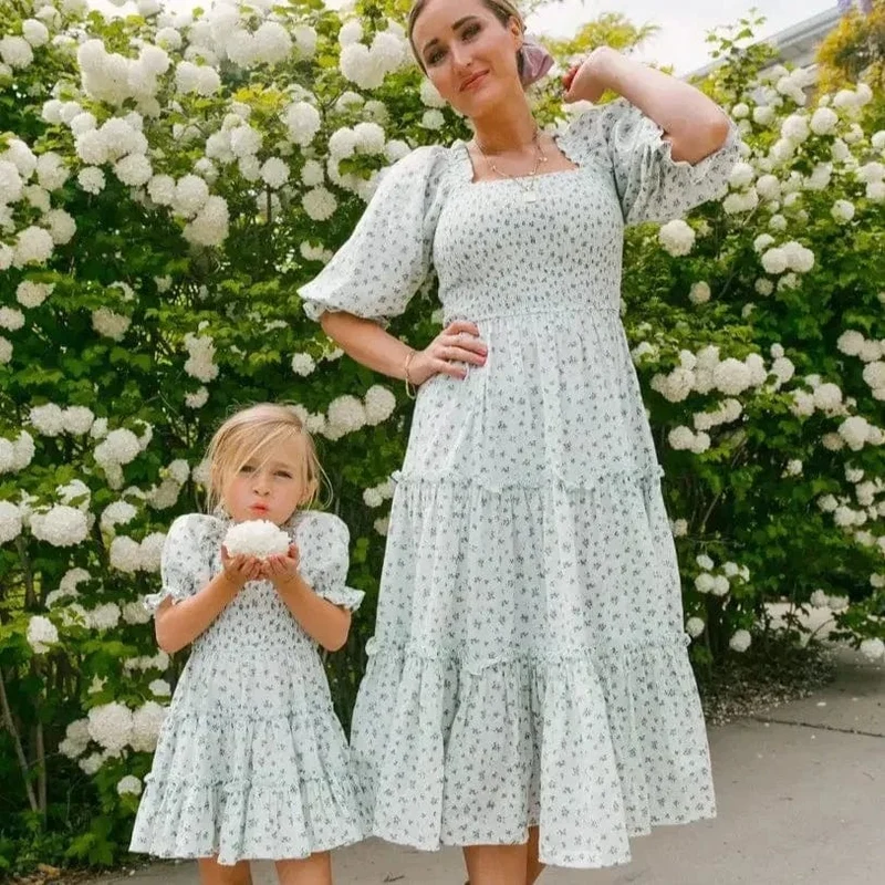 Vintage Sterne Kleid Mutter Tochter