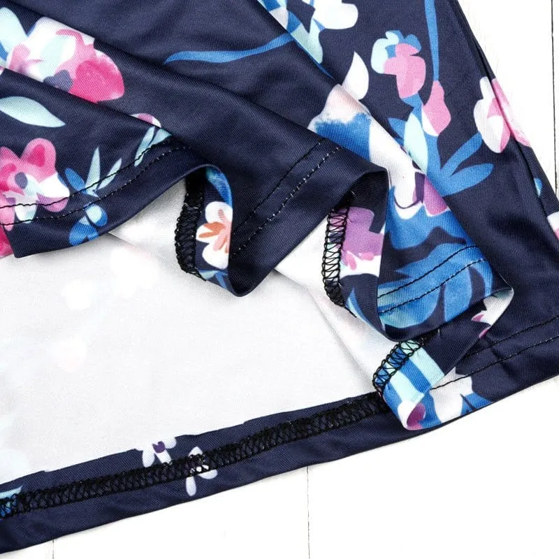 Langes Kleid Blau Und Rosa