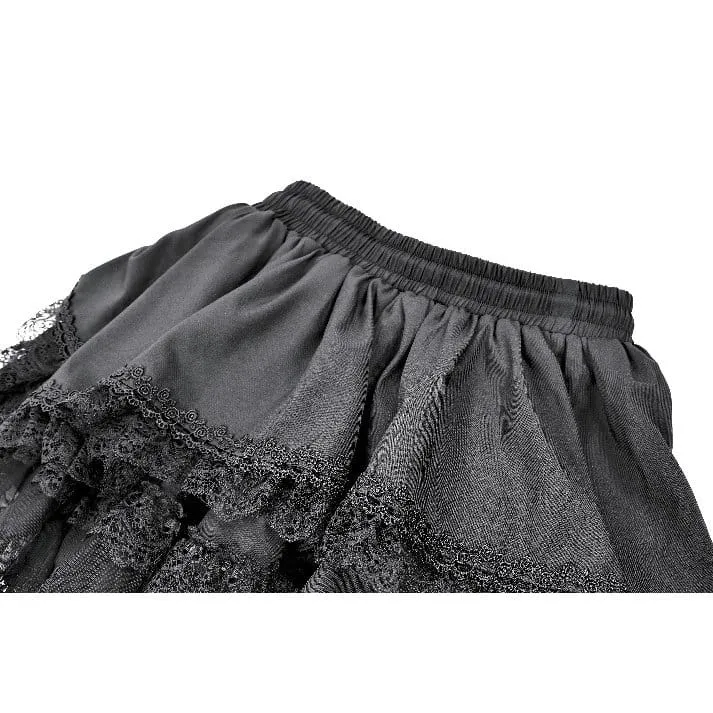 Gothic-Minirock für Damen mit mehrlagiger Spitze und Rüschenbesatz