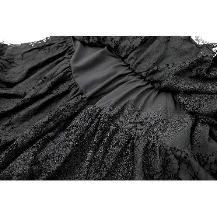 Gothic-Minirock für Damen mit Spitzenapplikationen, Rüschen und hohem Bund