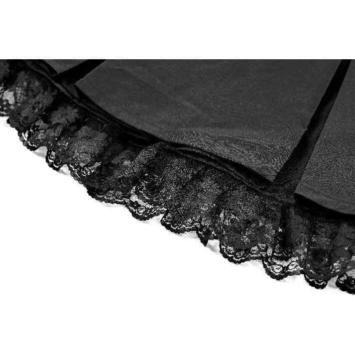 Punk Minirock für Damen mit floralem Spitzen-Patchwork und überkreuztem Reißverschluss