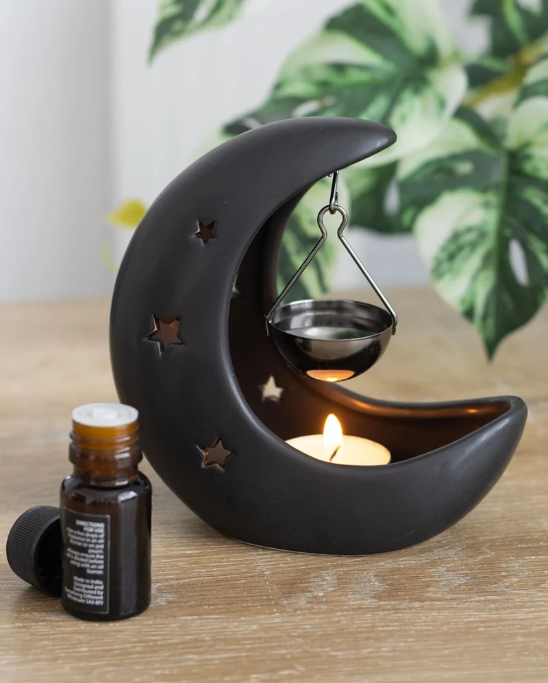 Schwarzer Mystic Halbmond als Duftlampe