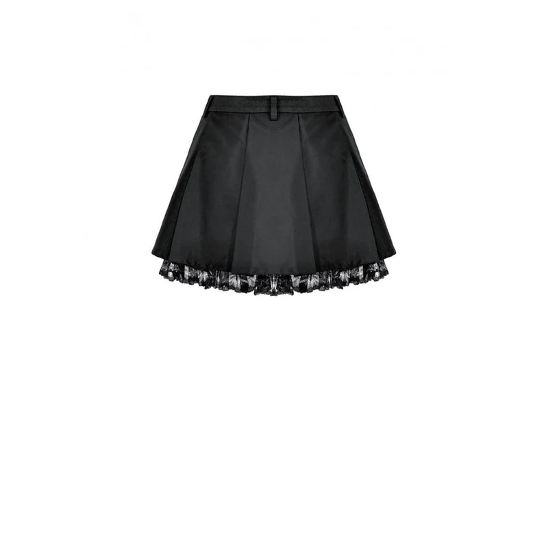 Damen-Punk-Rock mit Spitzen-Patchwork, Schnallenriemen und Falten
