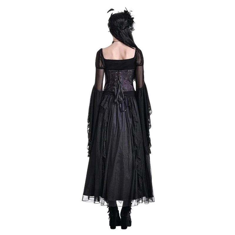 Gothic-Schnürkorsett für Damen, Jacquard-Overbust-Korsett, Lila
