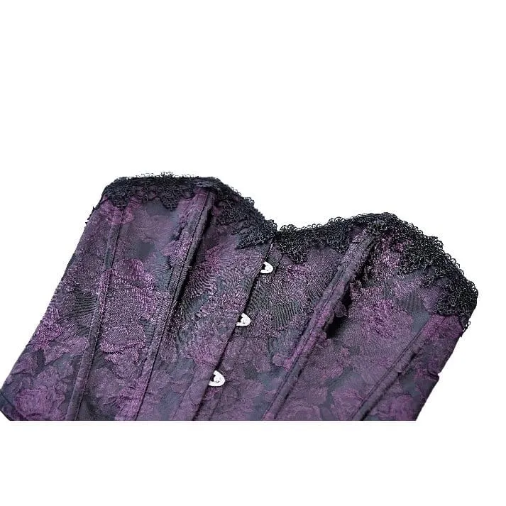 Gothic-Schnürkorsett für Damen, Jacquard-Overbust-Korsett, Lila