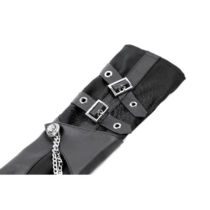Punk-Handschuhe für Damen mit Schnallenriemen und Kette