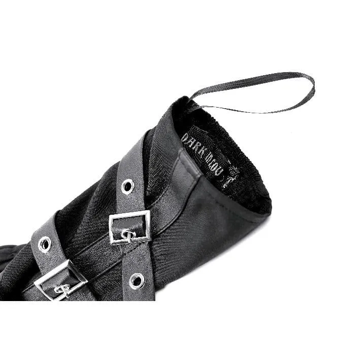 Punk-Handschuhe für Damen mit Schnallenriemen und Kette
