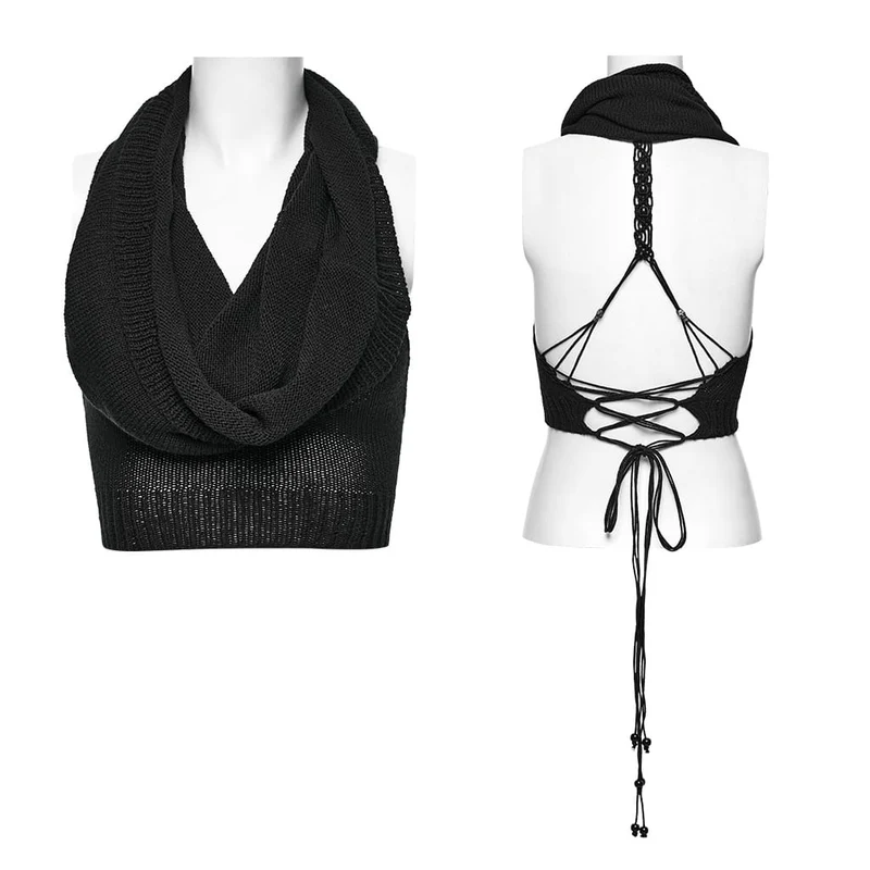 Punk-Kapuzenpullover für Damen mit drapiertem Kragen