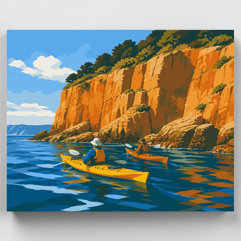 Golden Cliffs Kayakers - Paint by Numbers Kit