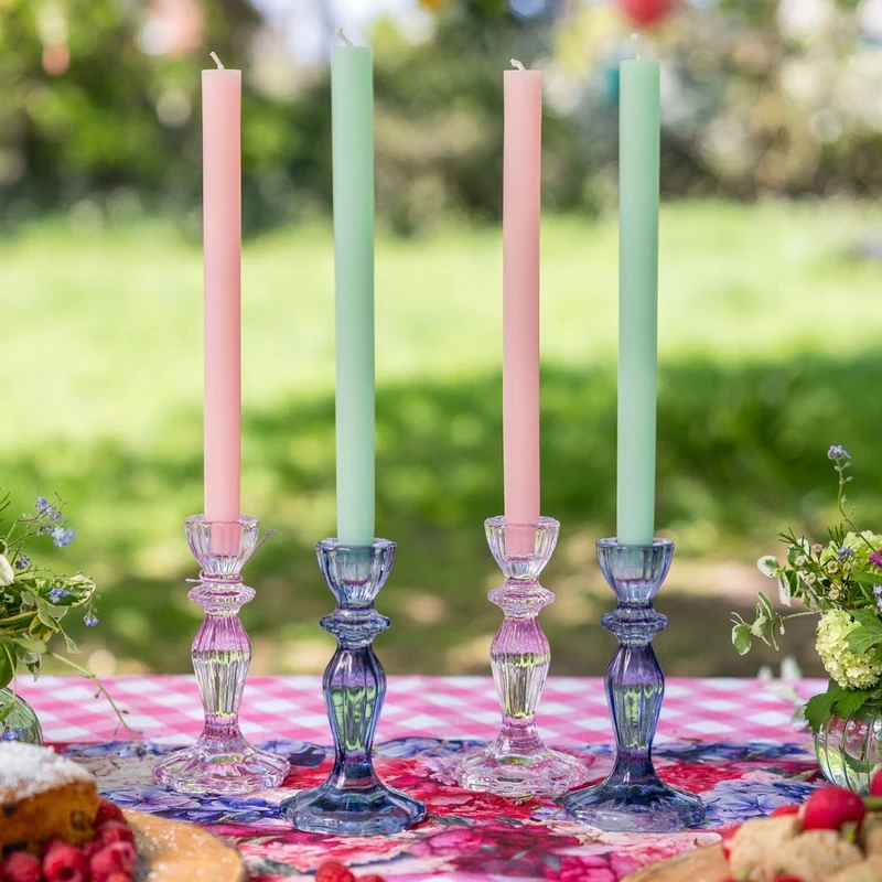 Stabkerzenständer Glas Rosa