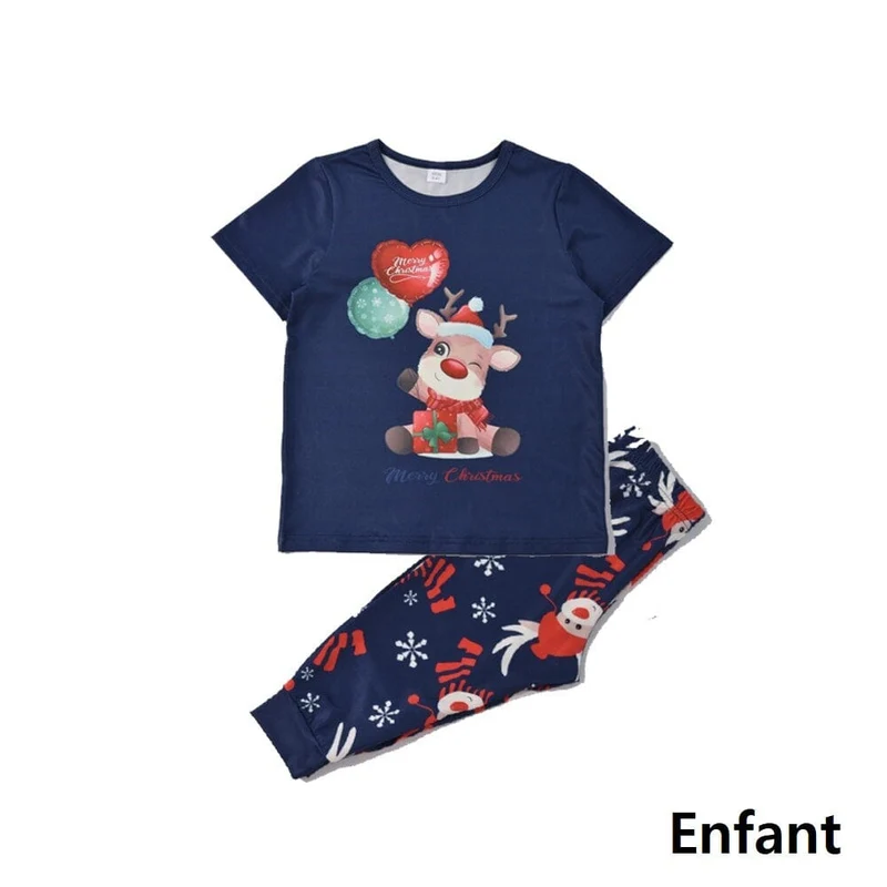 Weihnachtspyjama Blau und Rot (Familie/Hund)